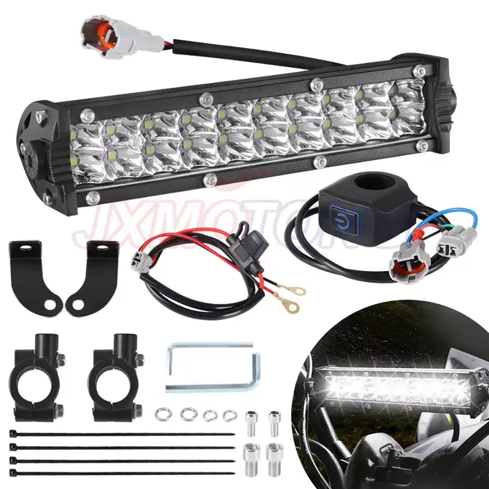 Kit de phares de barre lumineuse LED pour motos, avec supports de montage et interrupteur, pour guid