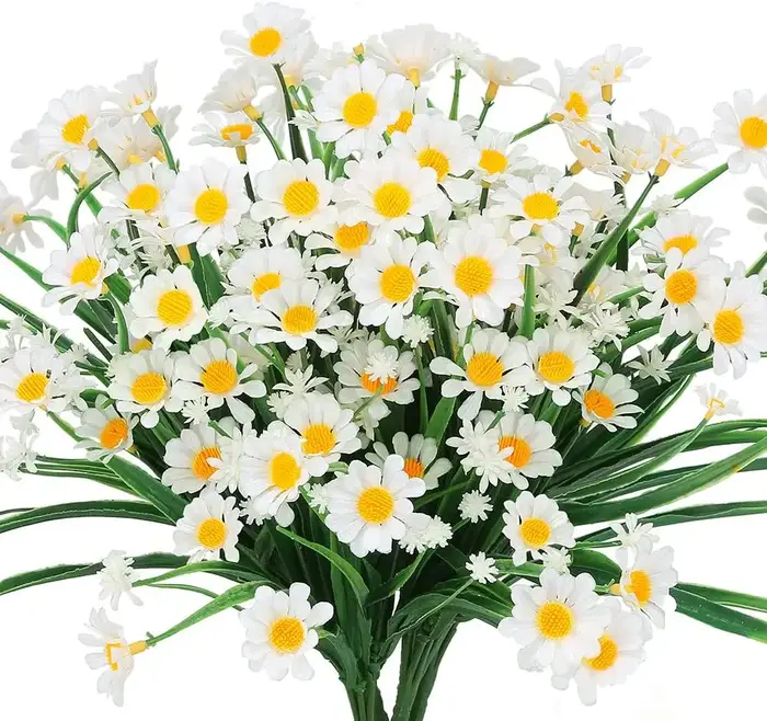 Fleurs de marguerites artificielles pour l'extérieur, fausses plantes à feuillage résistantes aux UV