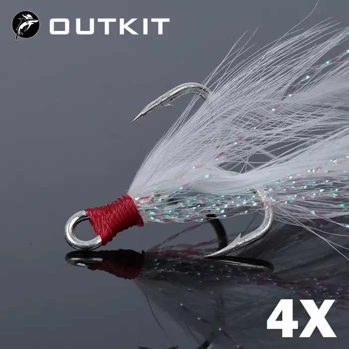 OUTKIT 10 pièces leurre triple crochets 4X force avec plume matériel de pêche crochet plus fort en a