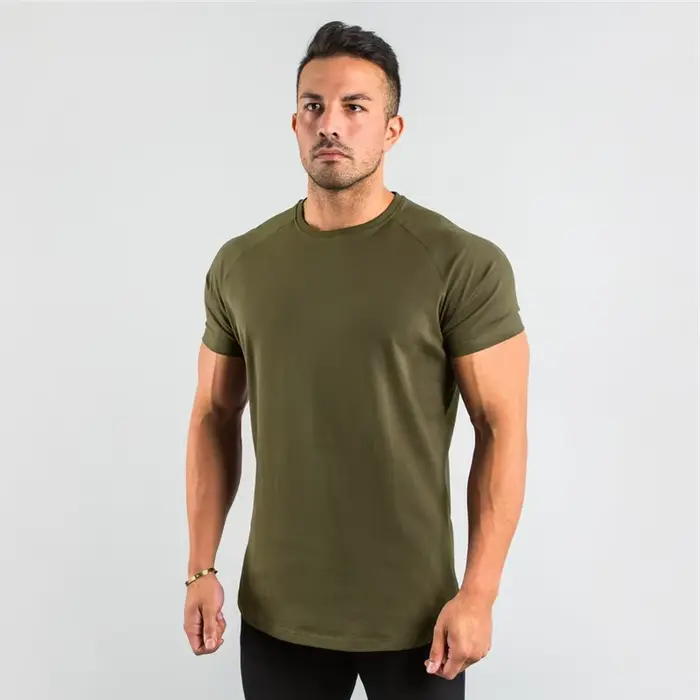T-shirt de fitness en coton uni pour hommes, manches courtes, joggeurs musculaires, t-shirt de muscu