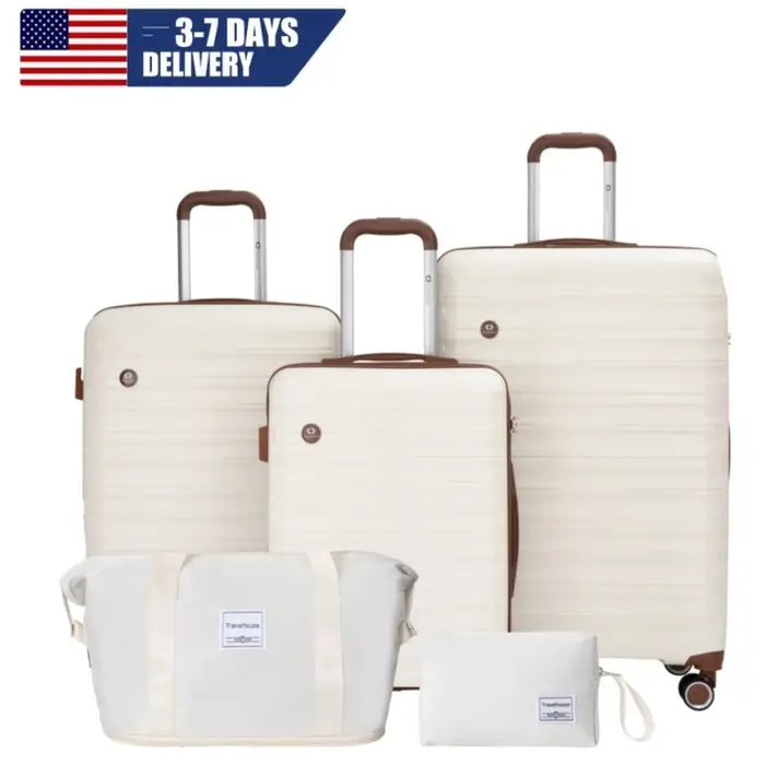 Ensemble de bagages 5 pièces, valises avec roues à double rotation et serrure TSA, valise rigide 3 p