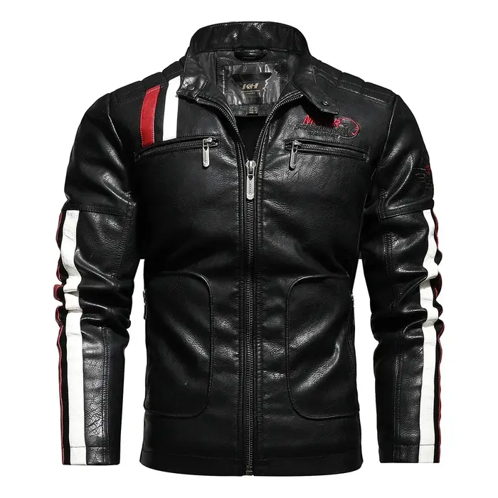 Veste de moto Vintage pour hommes, nouvelle veste de motard en cuir, manteau bombardier brodé, parde