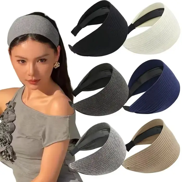 Nouveau doux large tricot coton bandeaux pour femmes filles coréen neutre solide Turban avec dents b