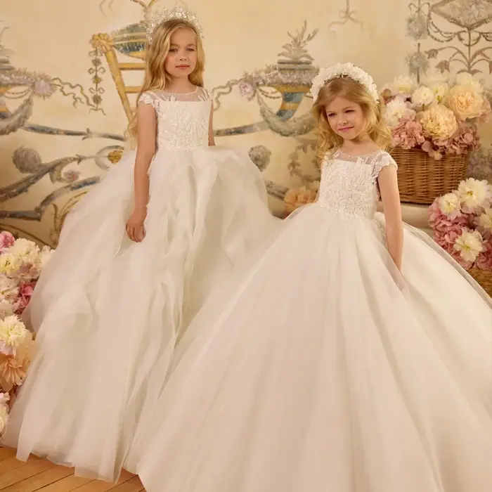 Nouvelle Robe de Princesse Blanche pour Filles 2026 – Modèle Enfant, Tenue de Cérémonie, Robe de Soi