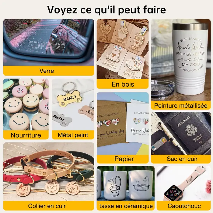 DAJA DJ6 Mini graveur Laser Portable bricolage Bluetooth Machine peint chien étiquette papier cuir en bois plastique Log