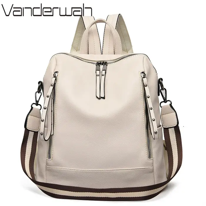 Sac à Dos de marque de luxe en cuir souple, étanche, Style Preppy, Sac multifonction pour jeunes étu