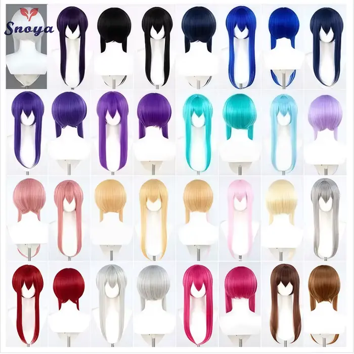 Snoya 60 cm synthétique multicolore longues favoris style courte cosplay perruque fibre résistante à