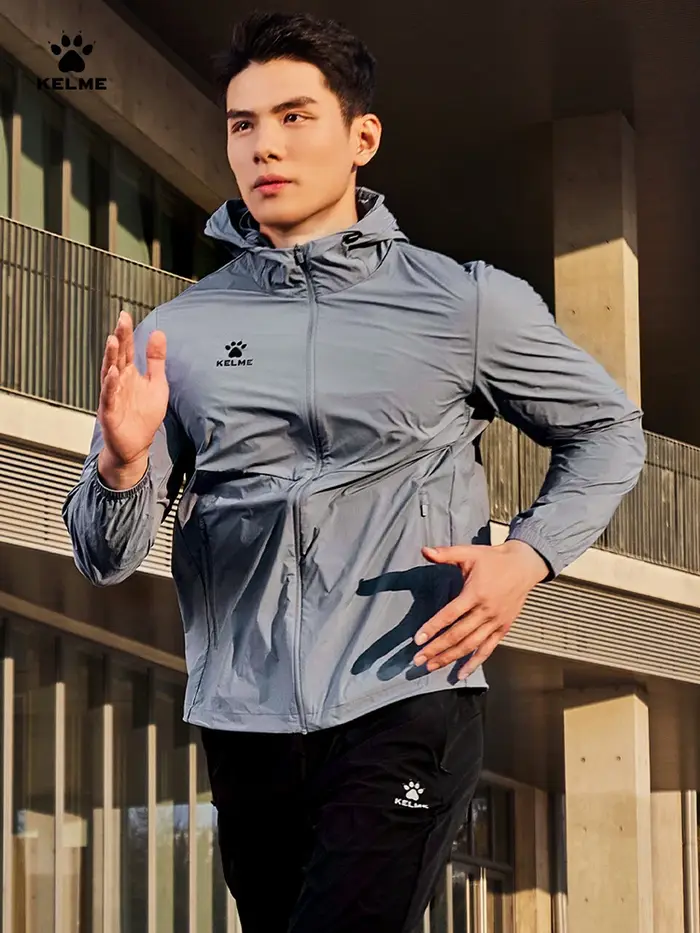 Kelme veste de course pour hommes imperméable à capuche mince course en plein air veste coupe-vent F